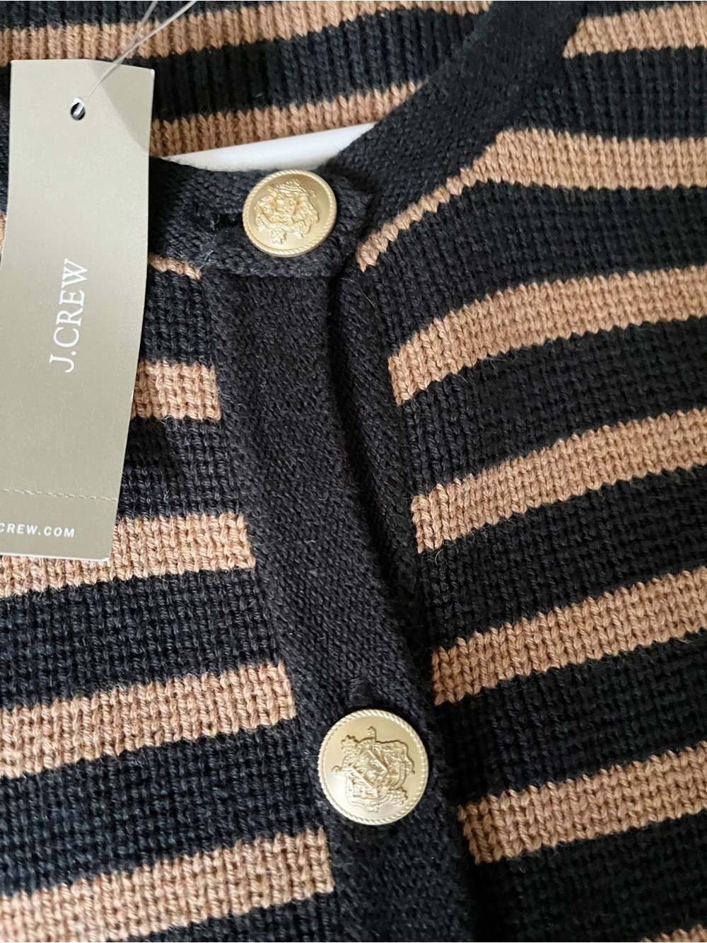 J Crew black/brown striped Emilie cardigan Lady Jacket - Picture 7 of 10